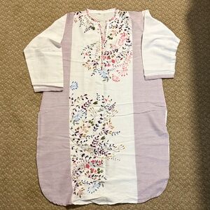 Floral Embroidered Long Sleeve cotton Kurta